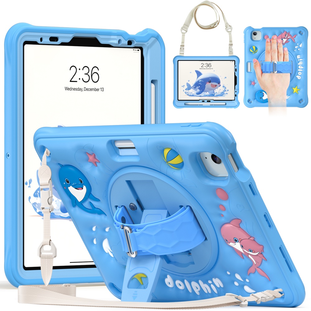 Cute Cartoon Wrist Strap Silicone Case - For iPad Mini A17Pro Mini6 Kids