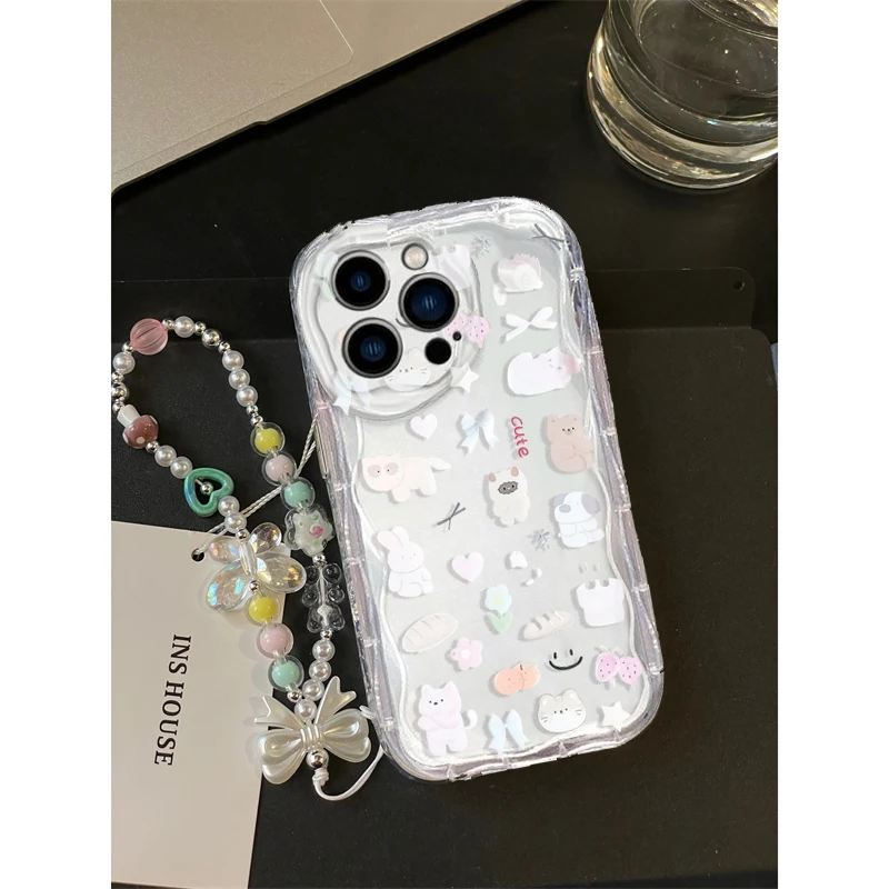 Cute Cat Bow Wrist Chain Case  - огляд і ціна Cute Cartoon Wrist Strap Silicone Case