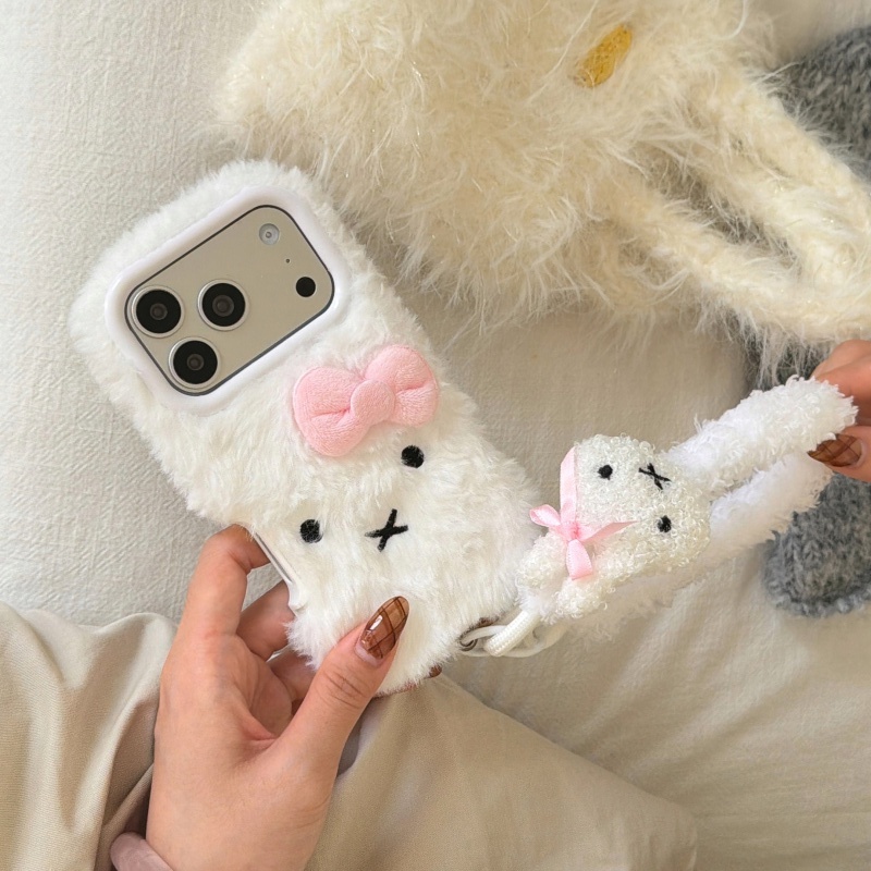 Cute cartoon White Fluffy fur  - огляд і ціна Cute Cartoon Wrist Strap Silicone Case