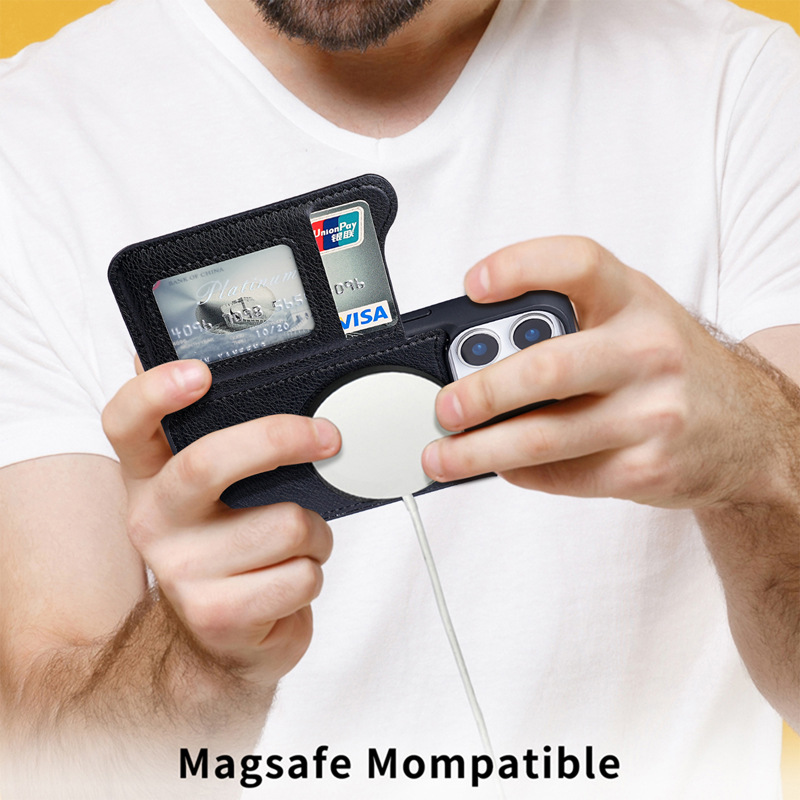 For Magsafe Magnetic Flip Leat - огляд і ціна Leather Wallet Card Holder Phone Cover