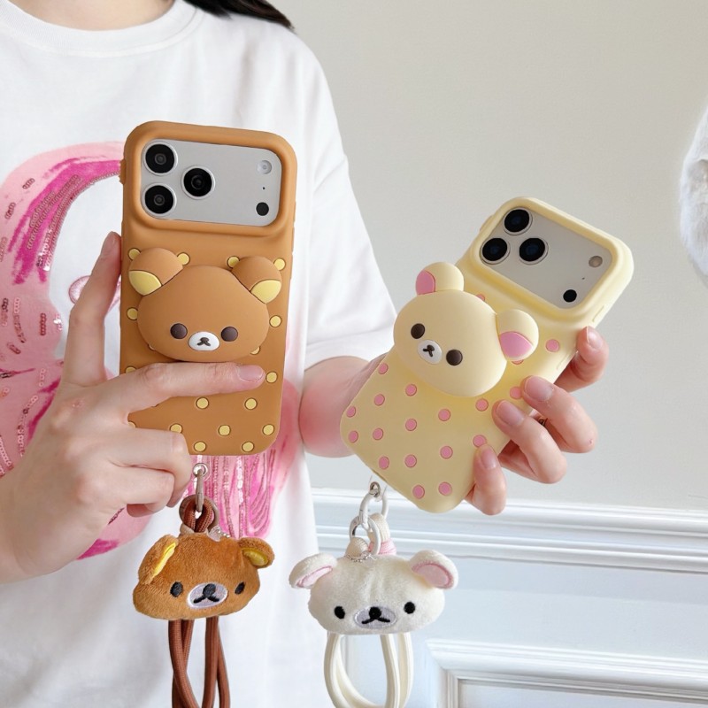 3D Rilakkuma Bear Polka Dot Si - огляд і ціна Cute Cartoon Wrist Strap Silicone Case
