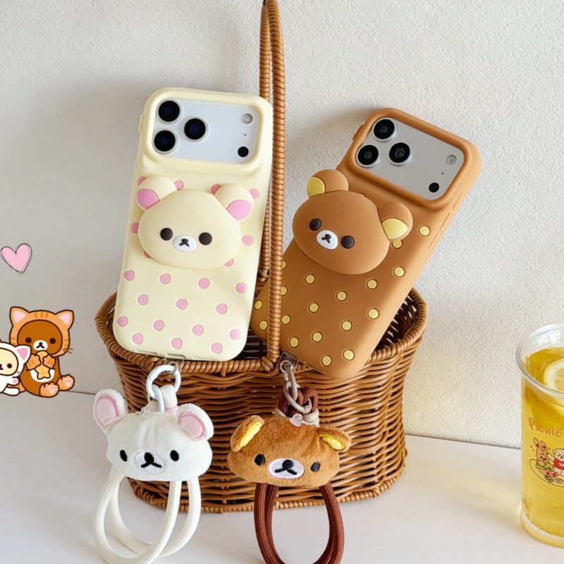 3D Rilakkuma Bear Polka Dot Si - огляд і ціна Cute Cartoon Wrist Strap Silicone Case