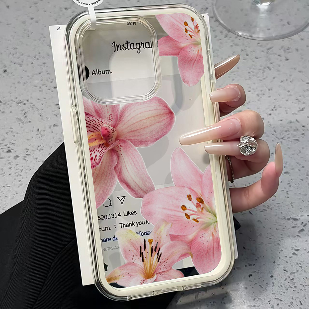 Pink Lily Flower Clear Phone C - огляд і ціна Clear Shockproof Bumper Case