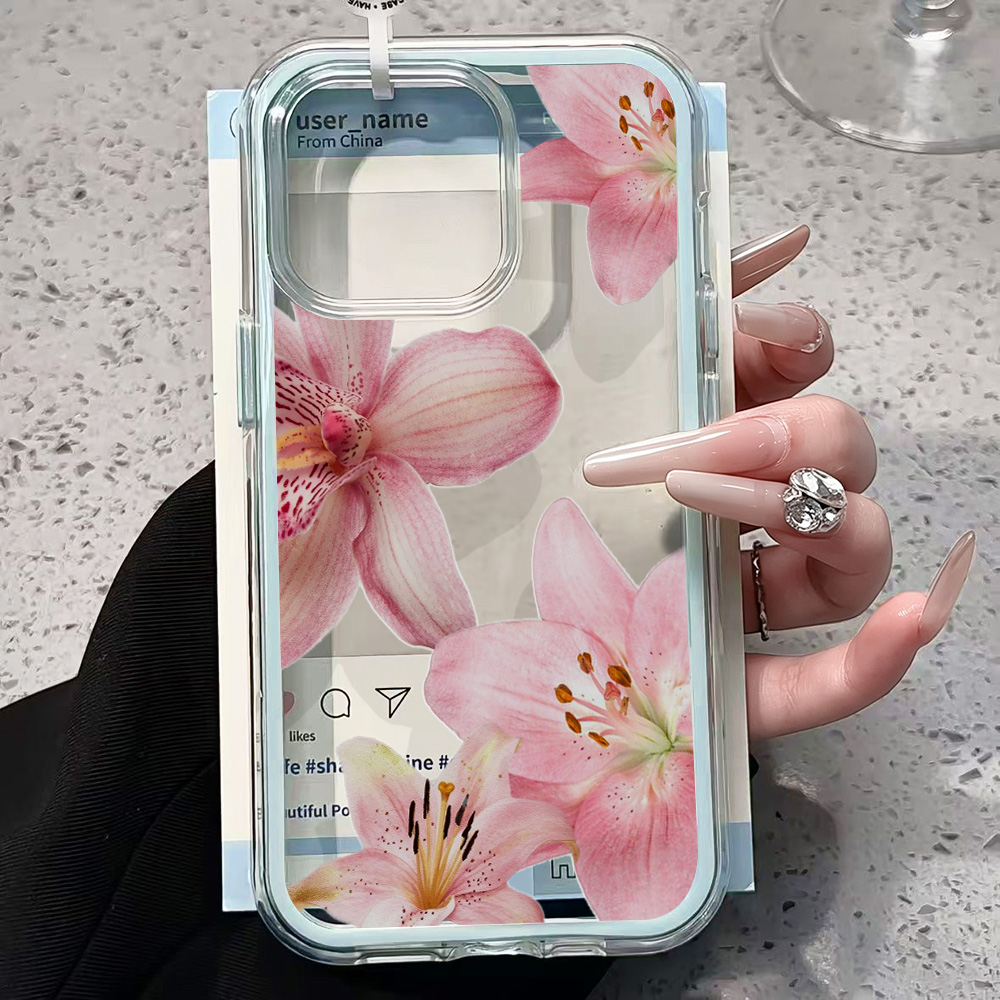 Pink Lily Flower Clear Phone C - огляд і ціна Clear Shockproof Bumper Case