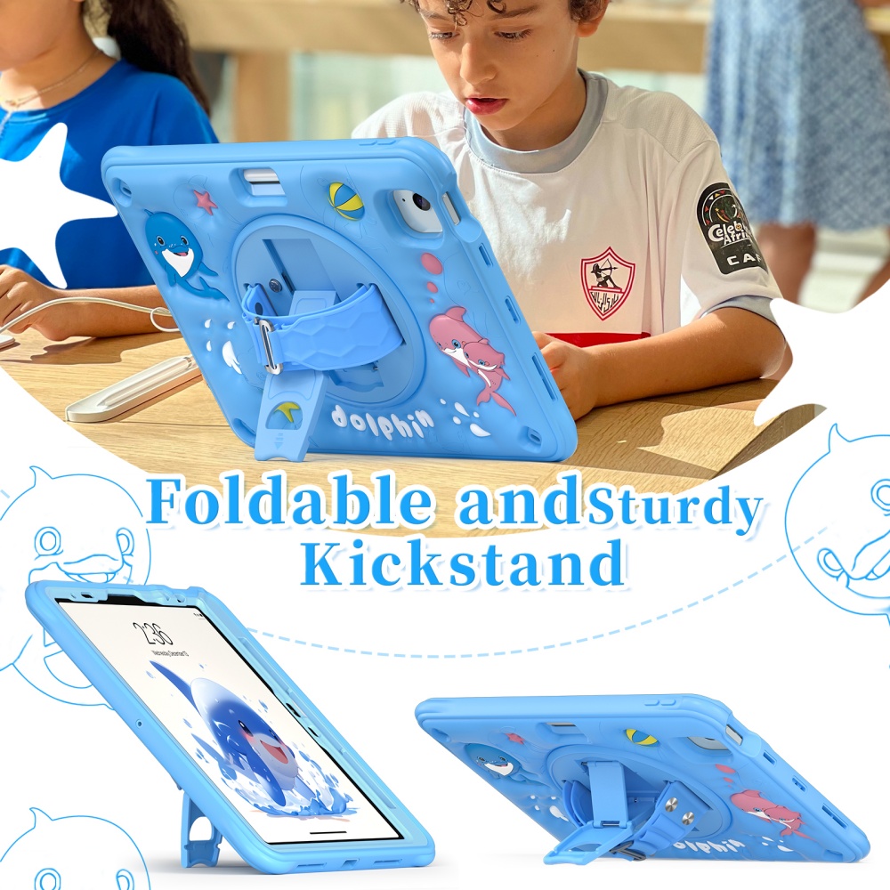 For iPad Mini A17Pro Mini6 Kid - огляд і ціна Cute Cartoon Wrist Strap Silicone Case