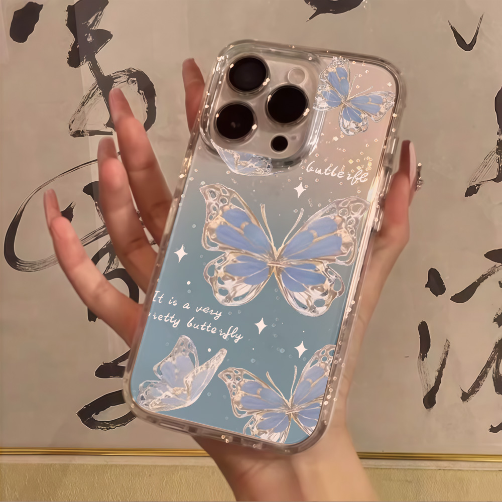 Luxury Blue Butterfly Clear Gl - огляд і ціна Clear Shockproof Bumper Case