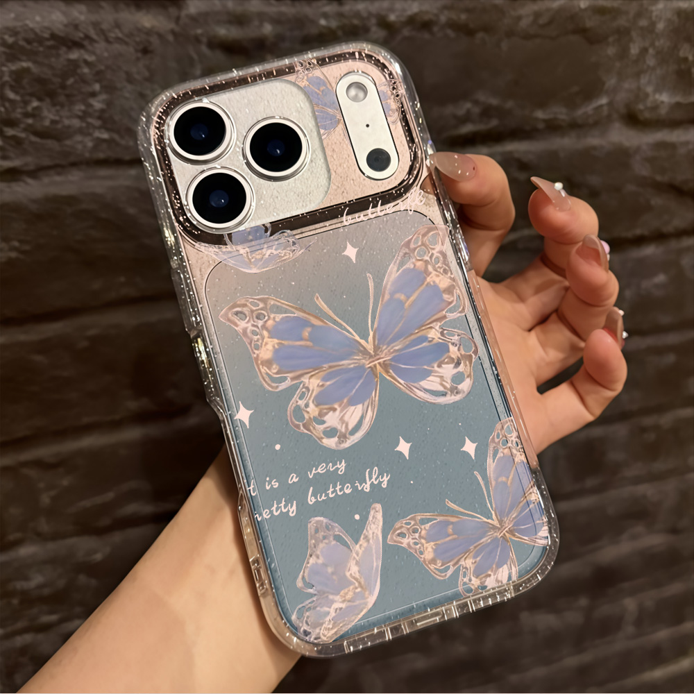Luxury Blue Butterfly Clear Gl - огляд і ціна Clear Shockproof Bumper Case