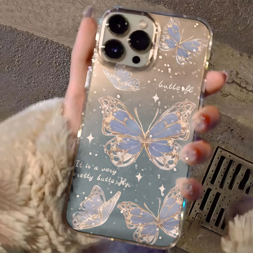 Luxury Blue Butterfly Clear Gl - огляд і ціна Clear Shockproof Bumper Case