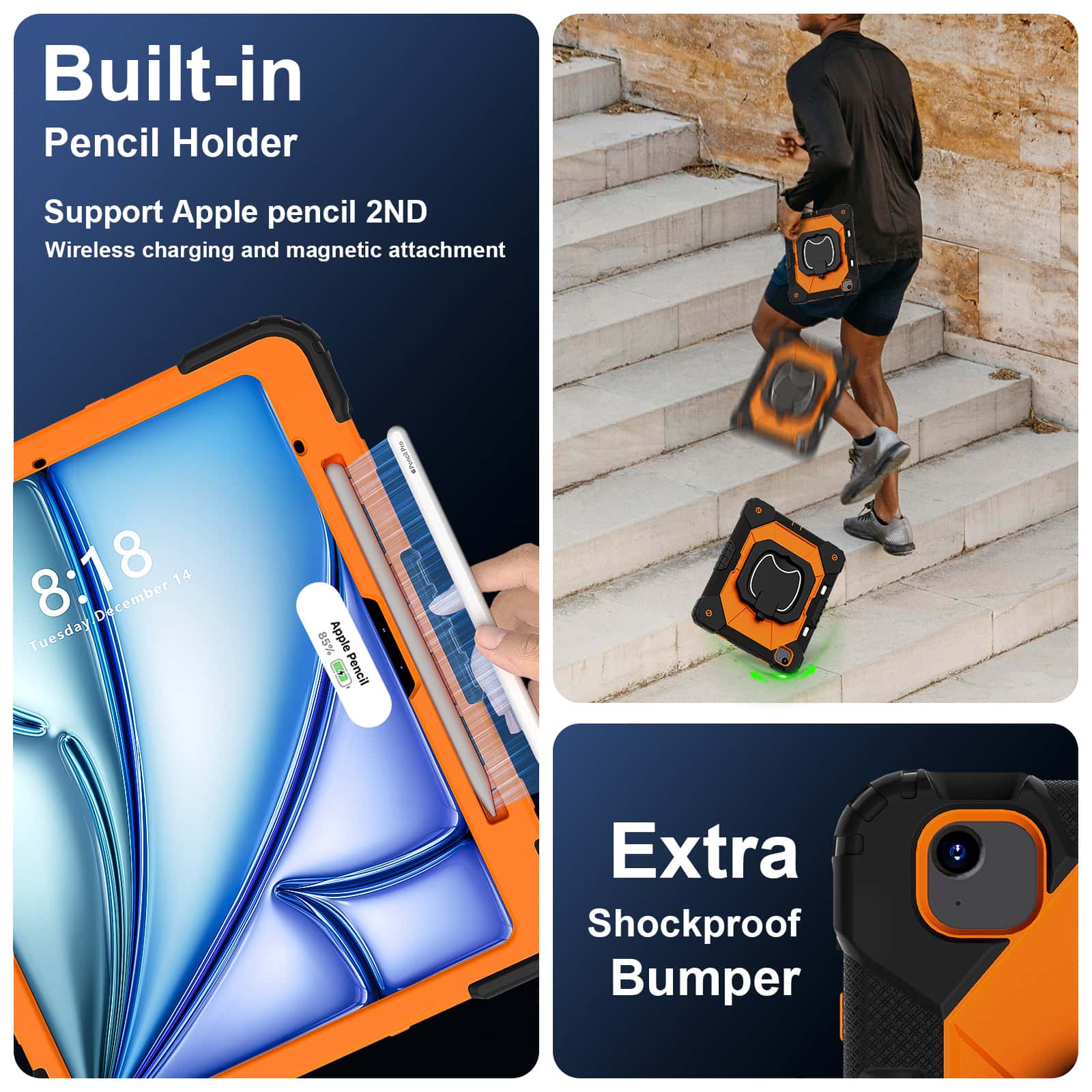 For iPad Pro 13 M5 Air 13 M4 M - огляд і ціна Heavy Duty 360 Full Body Protective Case